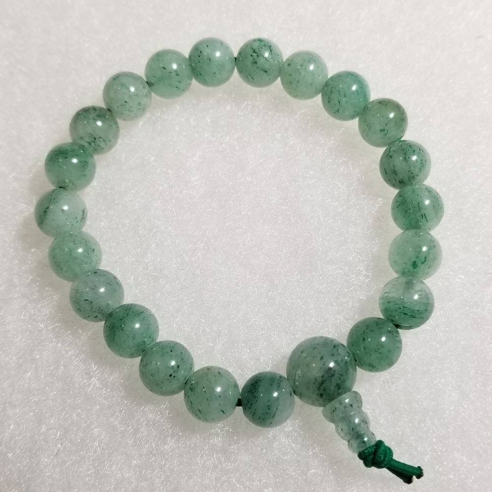 relisted -Aventurine stone bead bracelet green gemstone power beads stretchy - Picture 10 of 11